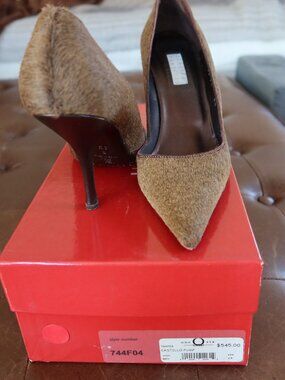 Edmundo Castillo high heel leather pointy toe brown pumps sz 6.5 shoes 744F04